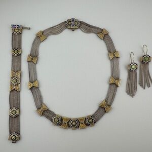 Vintage Sterling Silver and Enamel Byzantine Style Anatoli Desined Suite 128g